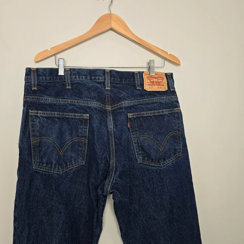 Levis 517 Mens Weekend Americana Classic Bootcut Jeans 38x32 Blue Heritage Denim